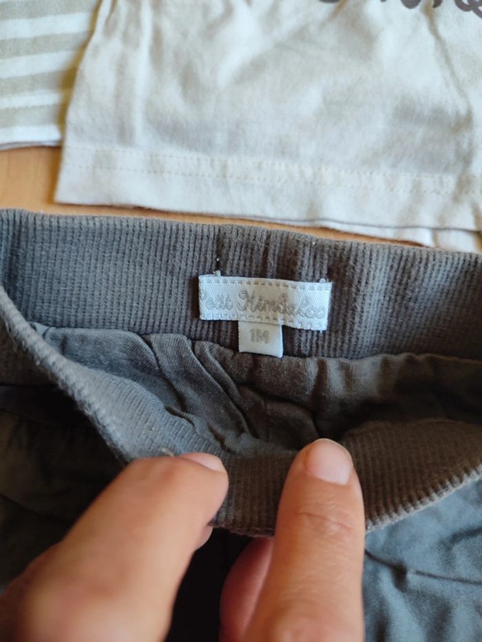 Lot tenue pantalon + t-shirts manches courtes et longues Petit Kimbaloo en 1M - photo numéro 4