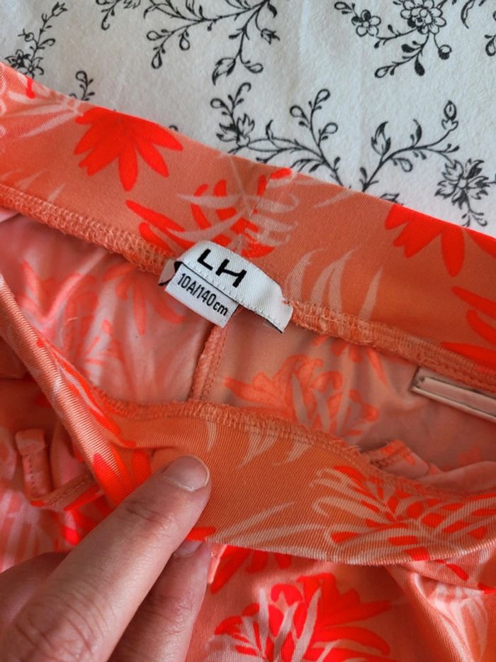 Pantalon fluide 10 ans La Halle corail orange fluo - photo numéro 2