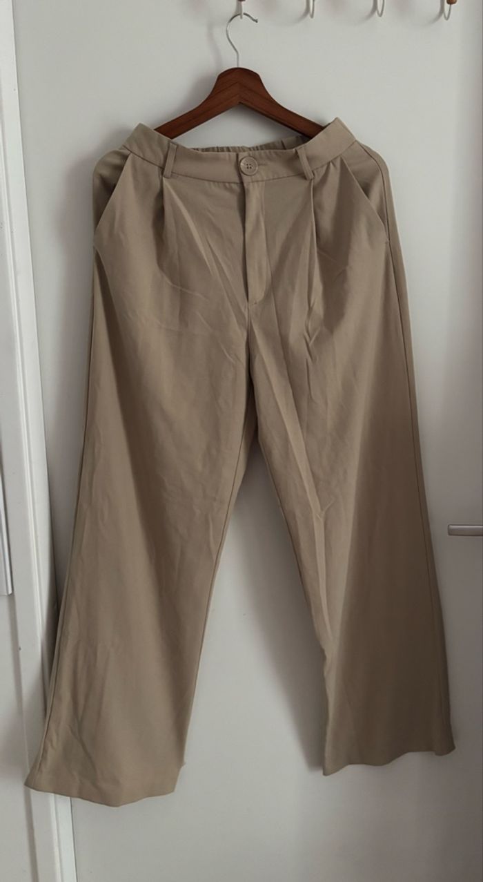 Pantalon à jambes larges beige/marron clair S/M - photo numéro 5