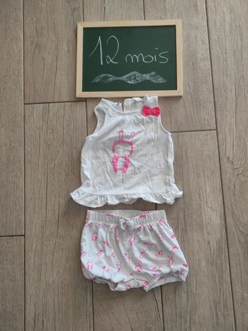 Ensemble été short et t-shirt lapin 12 mois