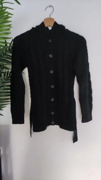 Long gilet grosse maille en laine