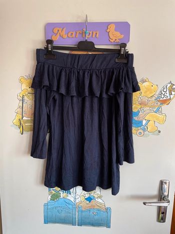 Top bleu marine à épaules découvertes, taille 36, marque Amélie & Amélie.