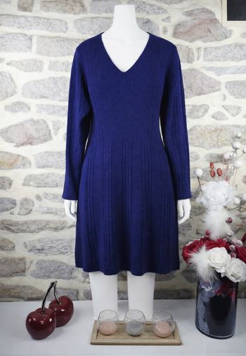 Robe pull en tricot maille tressée texturée bleu nuit Femme taille 52 marque Asos 🪷 