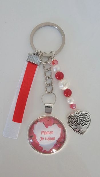 Cadeau maman, porte clé message bijoux de sac " maman je t'aime "