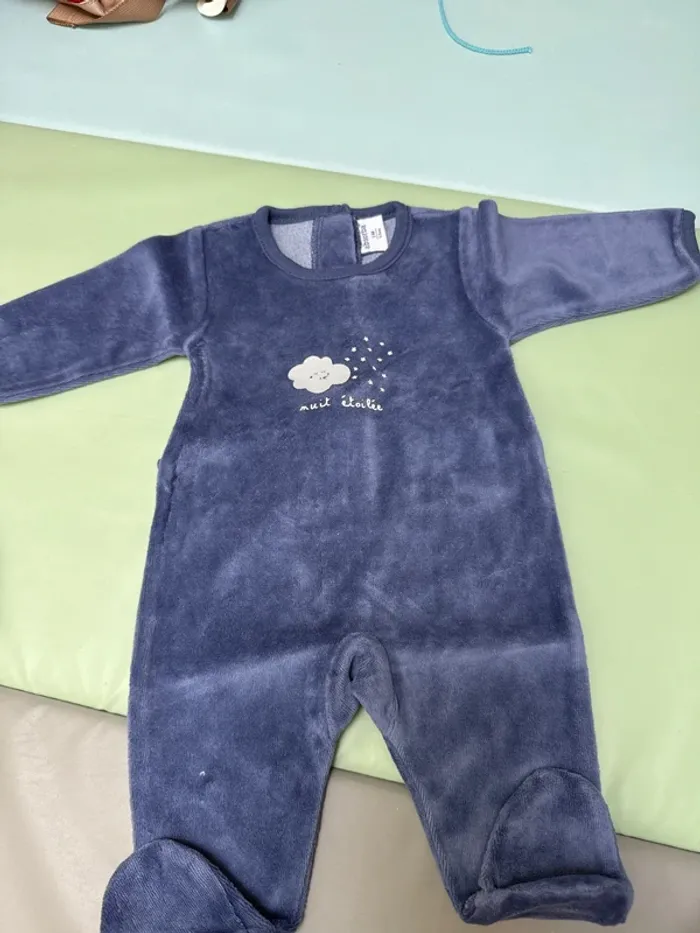 lot de 2 pyjamas absorba 1 mois en velours - photo numéro 2