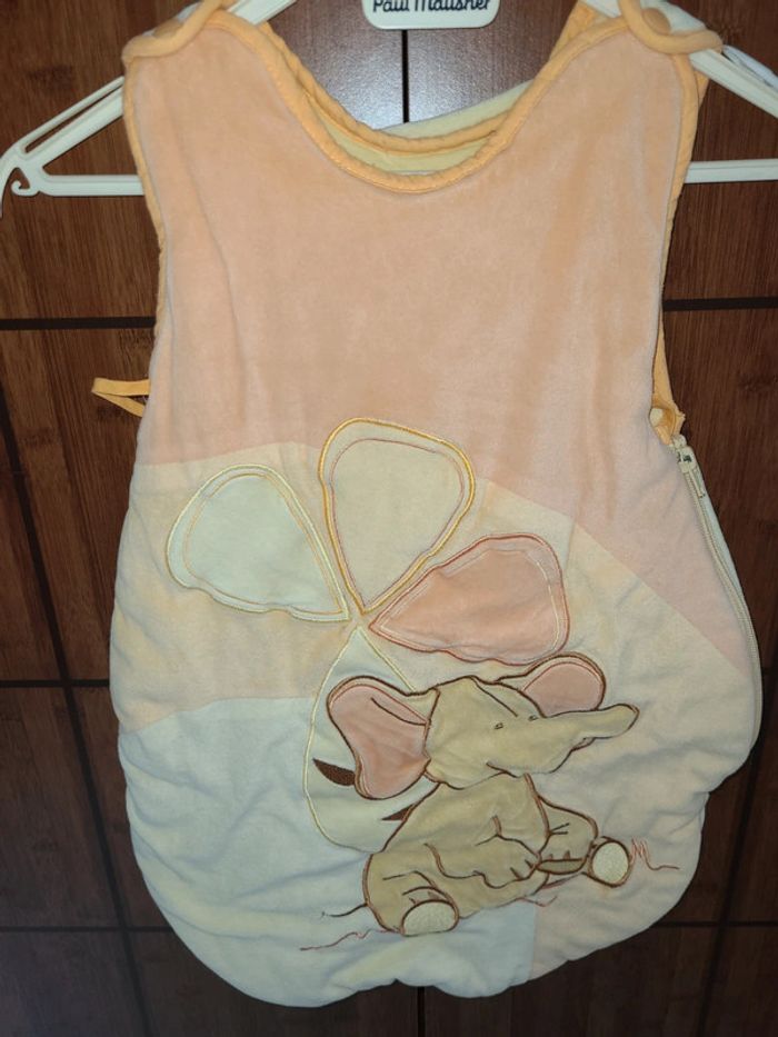 Gigoteuse velours motif elephant 0/3 mois
