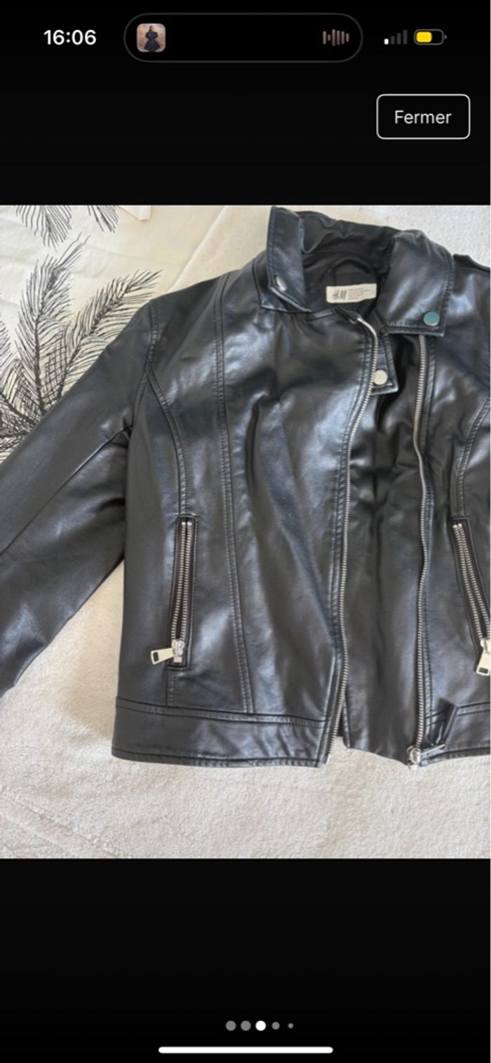 veste en cuir noir fille - photo numéro 3