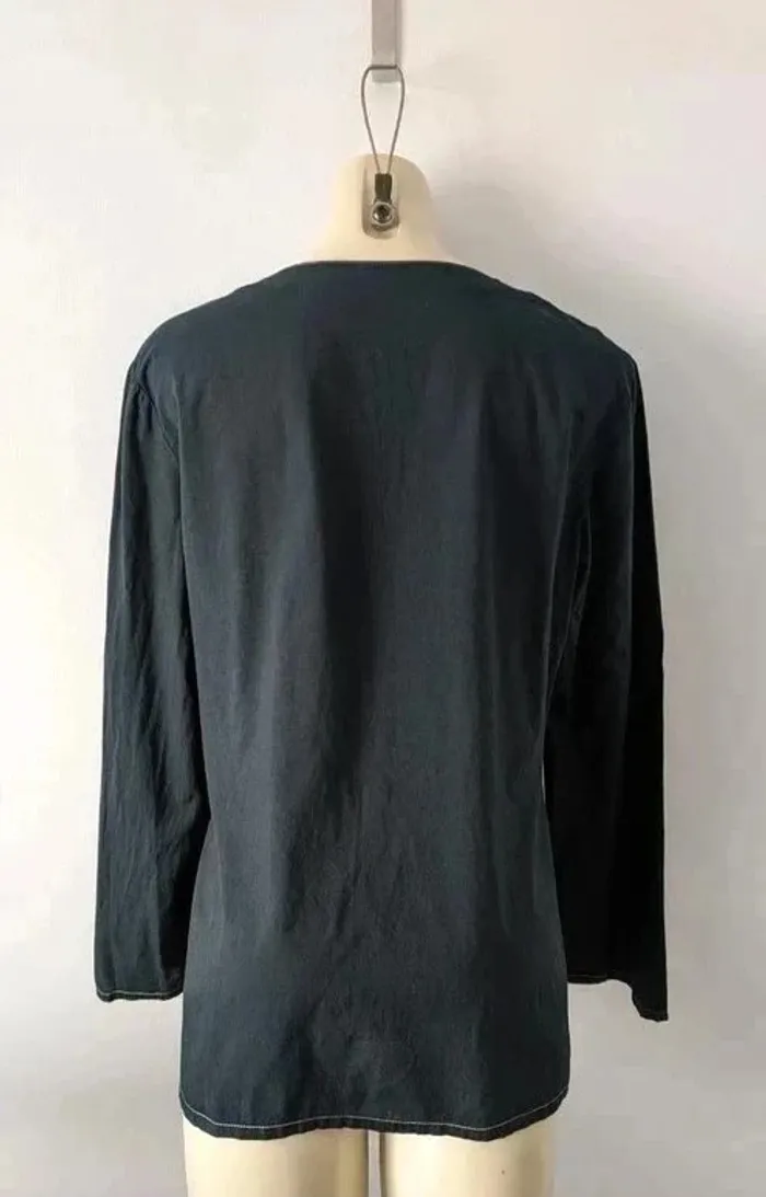 Blouse marine 100% coton - Tara Jarmon - taille 42 - photo numéro 2