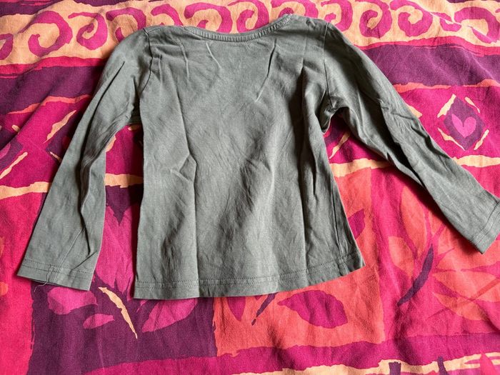 Tee shirt manches longues kaki licorne oiseau rose 24 mois / 3 ans young dimension - photo numéro 4