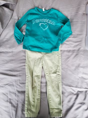 🌴 Ensemble fille pantalon et t-shirt benetton vert