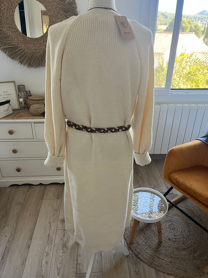 Magnifique robe pull hiver grosse maille écru neuve avec étiquette - photo numéro 6
