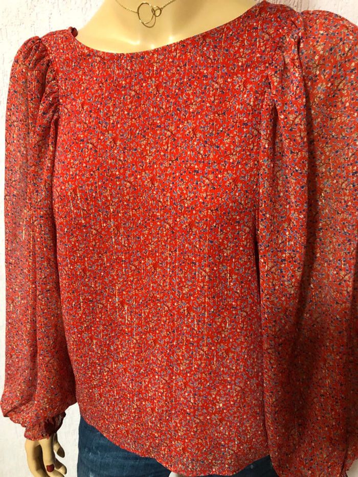 Blouse rouge à fleurs naf naf - n e u v e - photo numéro 2