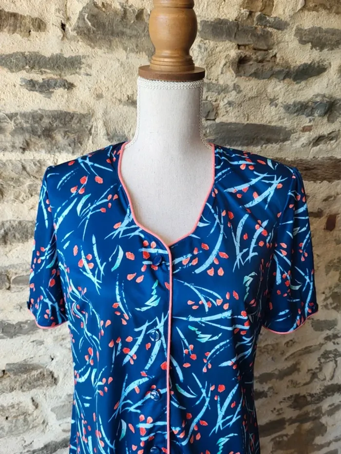 Robe vintage bleue et corail Charmance Taille 38 - photo numéro 2