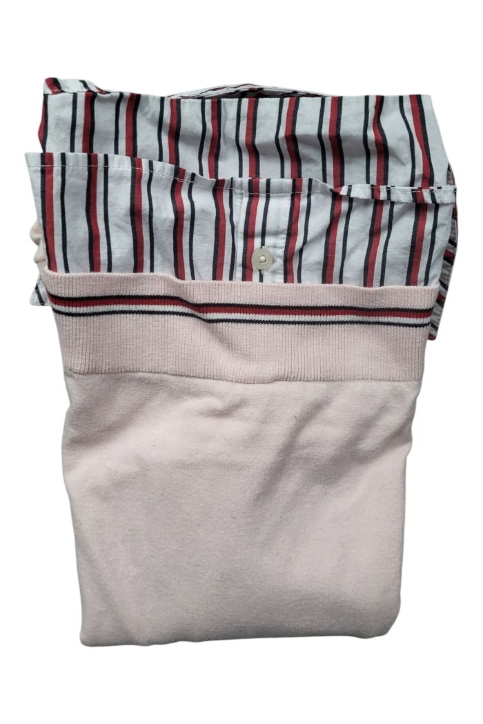 🩷 Pull femme Tommy Hilfiger – col V rose pâle, style chemise, taille M - photo numéro 4