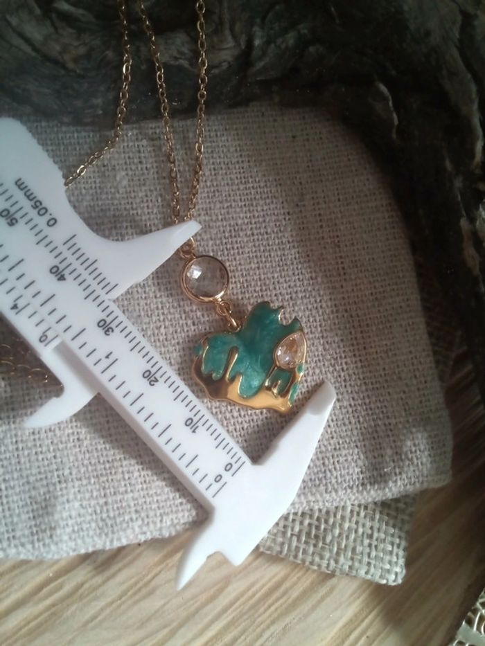 Collier cœur érodé et connecteur en pierre de cristal de quartz - photo numéro 2