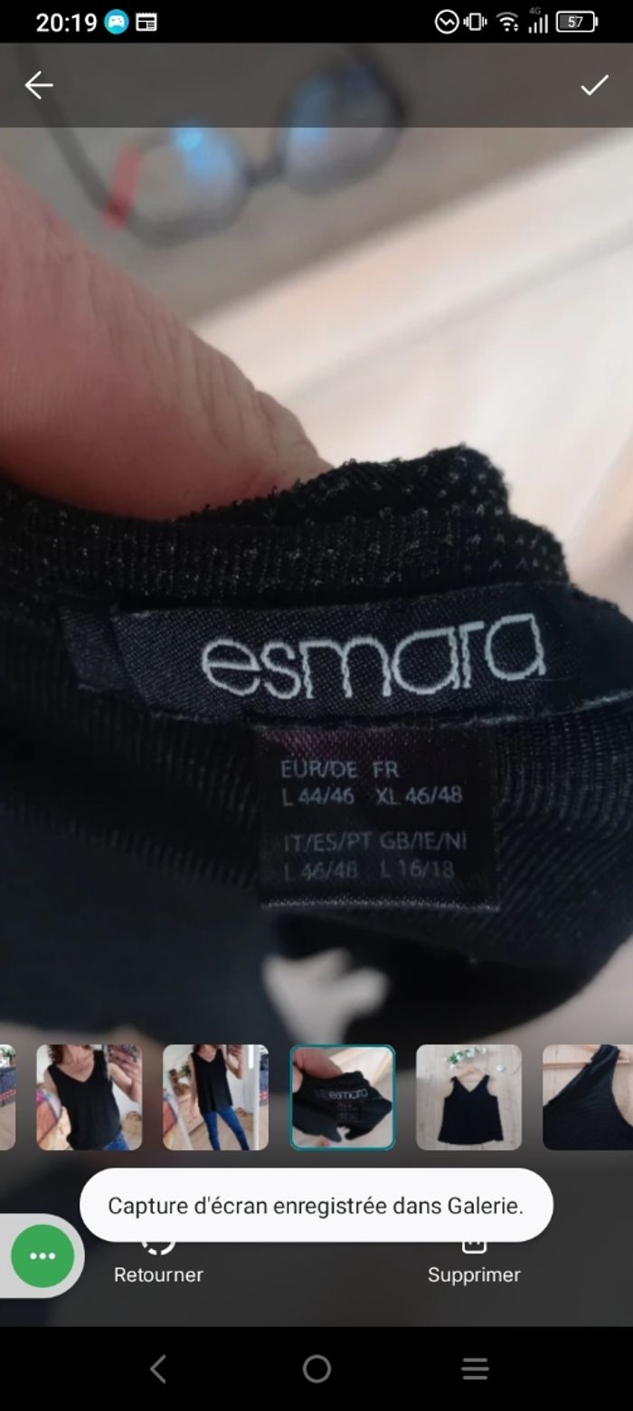 Haut noir 44 scintillant col en V - Esmara c87 - photo numéro 7