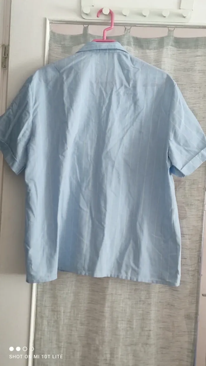 Chemise homme bleue rayures jaune reporter paris - photo numéro 2