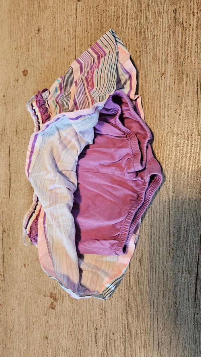 upe courte avec culotte, mauve ligné rose, gris, Baby Club, 18 mois, nickel - photo numéro 3