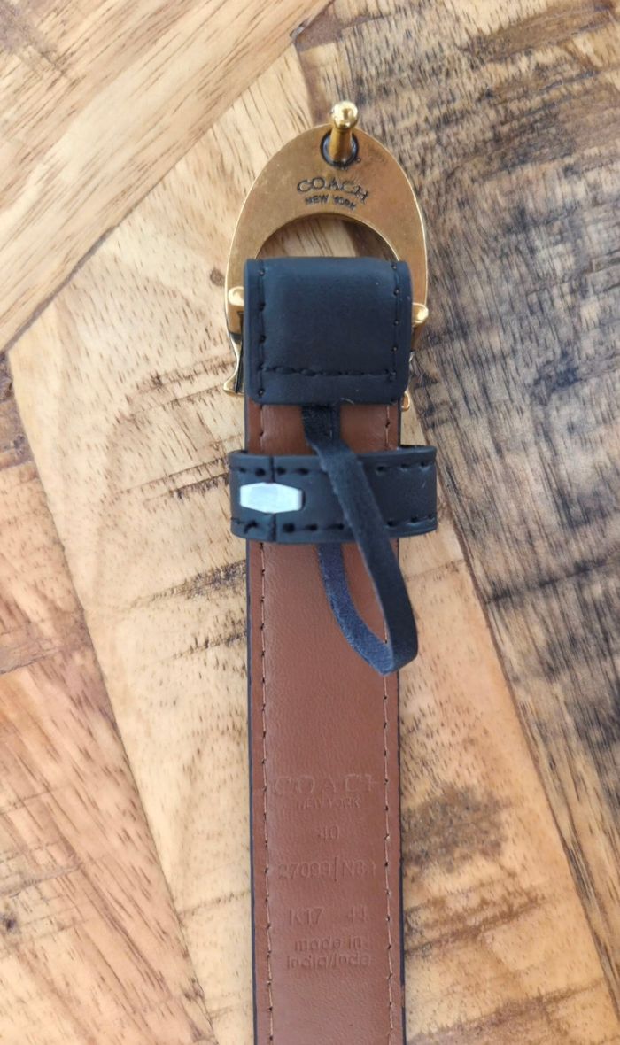 Ceinture Coach noir avec boucle C dorée Taille 100 - photo numéro 7
