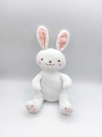 Doudou peluche lapin blanc TOM et KIDDY Bisous d’ange cœurs rose environ 30 cm