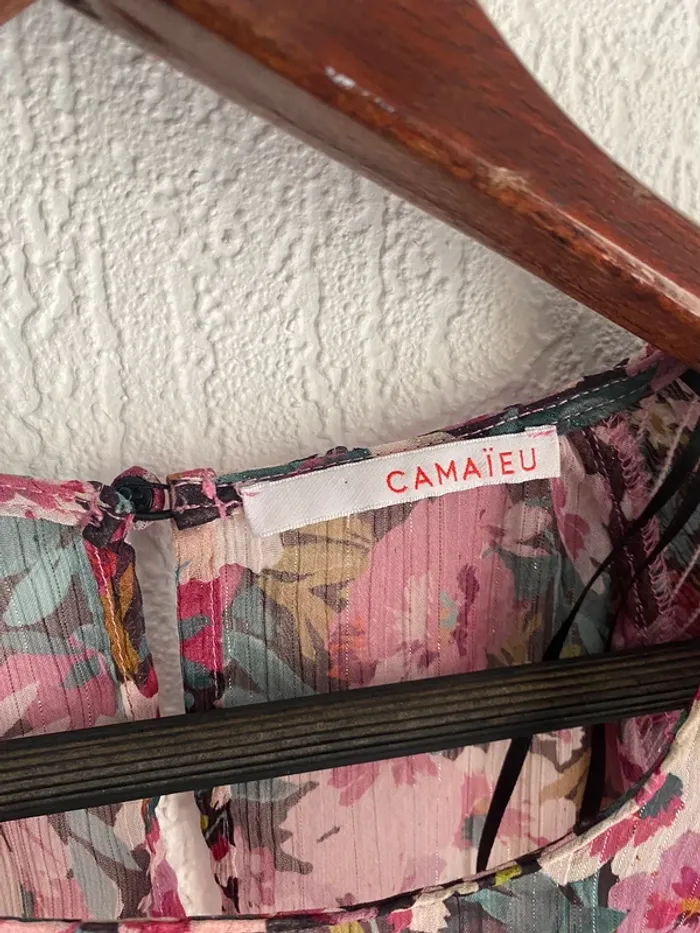 Blouse transparente camaïeu taille m 38 fleurie - photo numéro 3