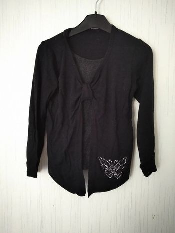 t-shirt noir 2 en 1  5 ans strass papillon