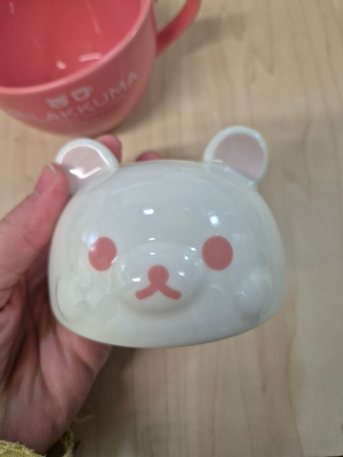 Tasse avec couvercle Rilakkuma "Chocolate & Coffee" : ver. Rose et blanche - photo numéro 4