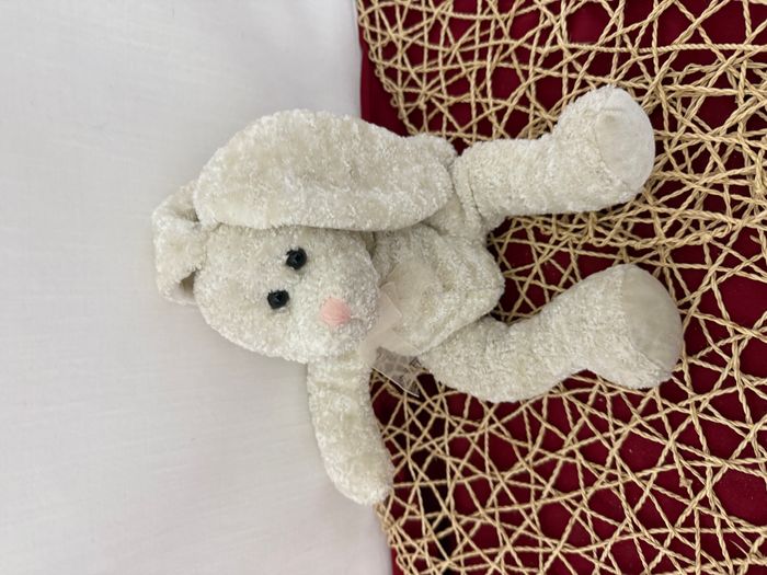 Peluche doudou lapin blanc brillant Jemini