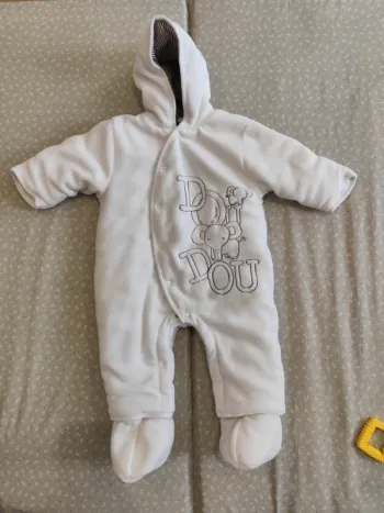 Combinaison polaire intégrale blanche 9M mixte motifs éléphants