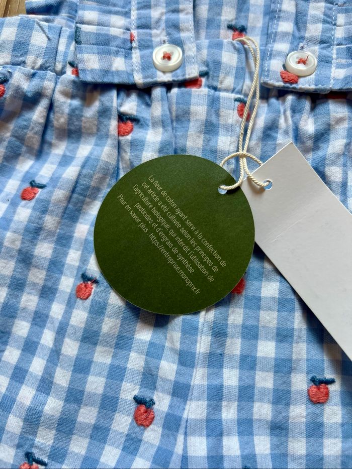 Salopette plumetis avec motif fruits brodés - Bout’chou - photo numéro 9