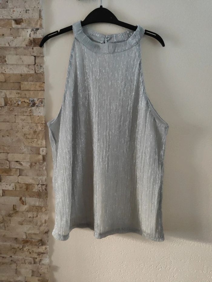 Haut argenté brillant taille s - photo numéro 1