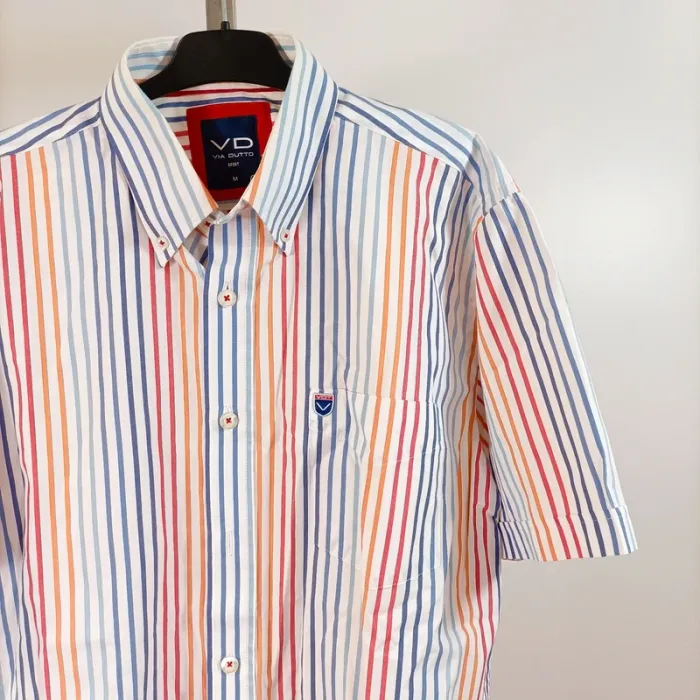 Chemise Homme Malo En Lin Et Coton - Rayures Multicolores - Taille M (IT 50) - Neuf Avec étiquettes