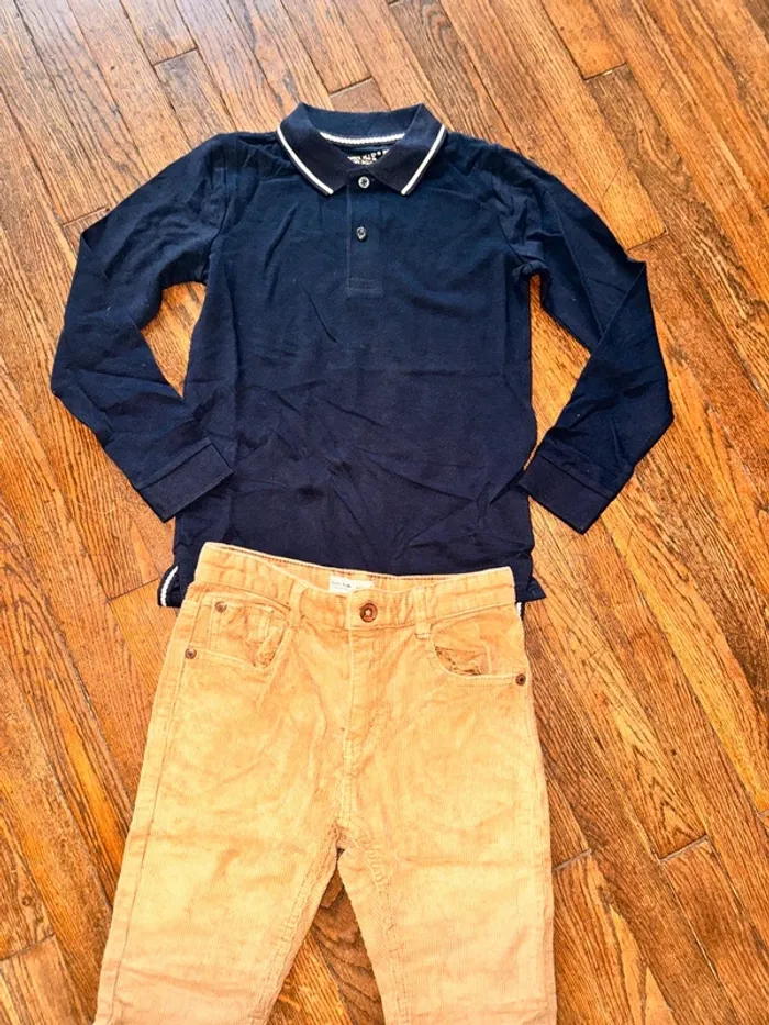 Polo Monoprix et pantalon velour Zara 8 ans - photo numéro 2