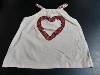 Débardeur TAO bebe fille 18 mois été neuf coeur rose poudré liberty