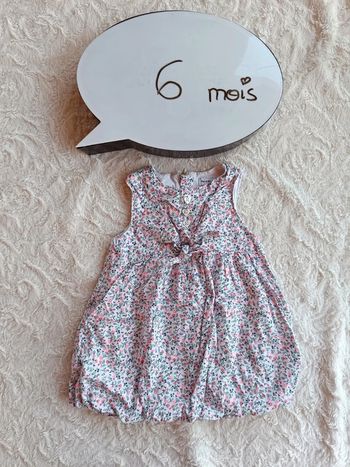 Robe style boule sans manche Fille 6 mois Cœur fleurs Pat et Ripaton 100% coton