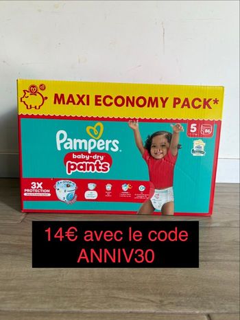 86 couches Pampers baby dry pants taille 5