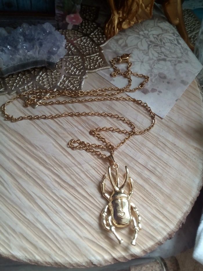 Collier scarabée doré - photo numéro 2