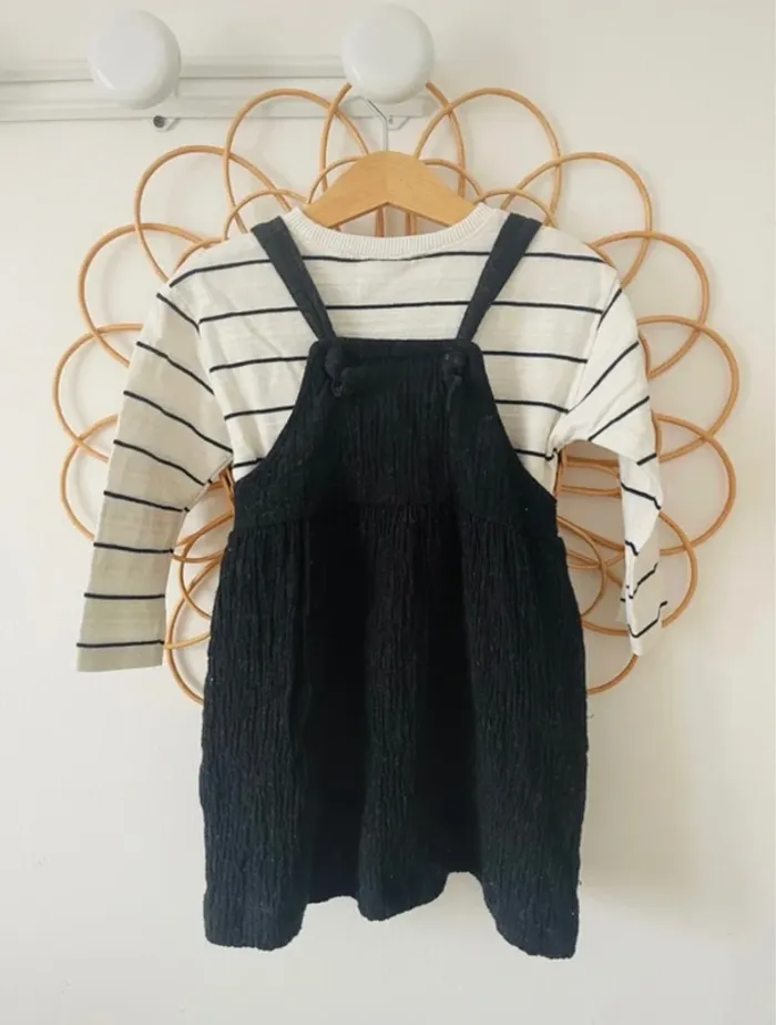 Ensemble salopette robe et pull marinière Zara