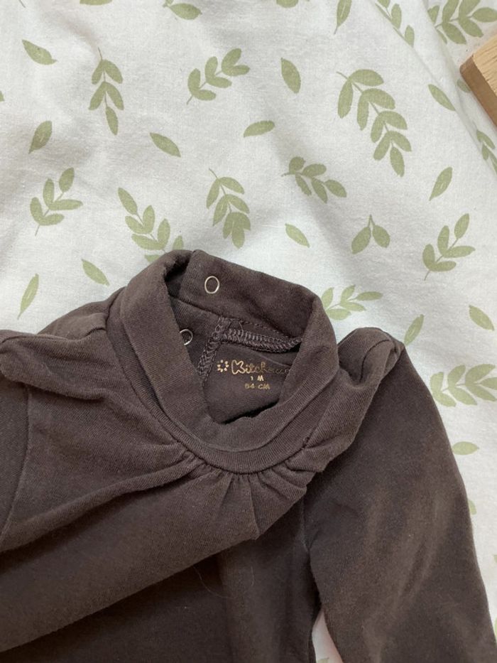 sous pull col roulé gris foncé 1 mois kitchoun ouverture au dos - photo numéro 4