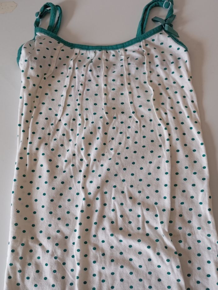 Chemise de nuit ou robe d'été. 10 ans . Coton . Blanc et vert . Chat . Graine de rêve. Très bon état - photo numéro 5