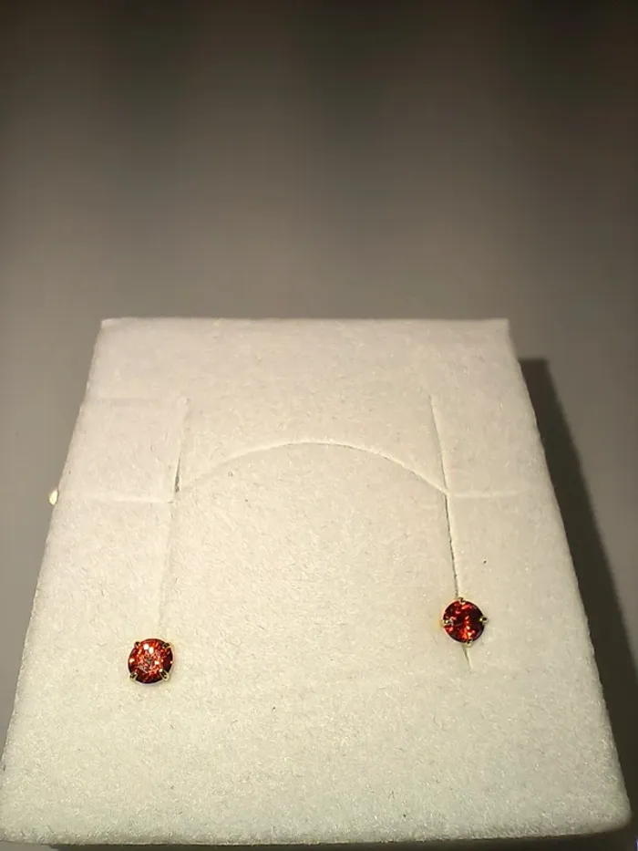 Boucles d'oreilles (puces) rouge et doré - photo numéro 7