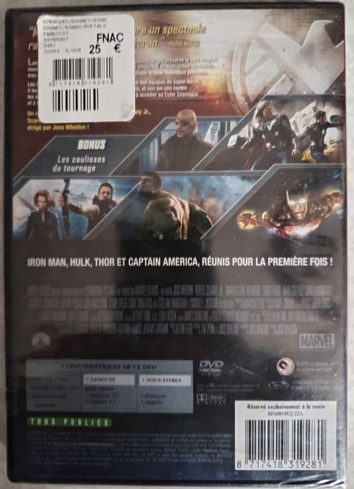 Marvel's Avengers (Robert Downey Jr. Chris Evans)/ DVD Neuf Scellé - photo numéro 2