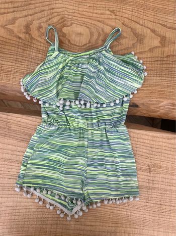 Combinaison Combi short 6 ans chicaprie été à rayures verte bleu