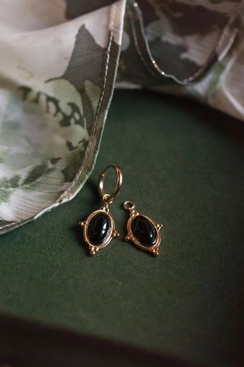 Créoles pendentif noir