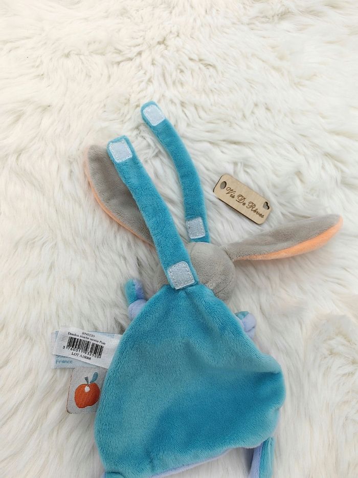 Doudou lapin bleu Pom attache sucette BN0250 - photo numéro 4