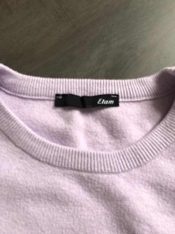 Pull oversize Etam taille S lilas manches ballon - photo numéro 3