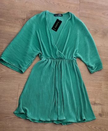 Robe d'été verte à pli, taille unique