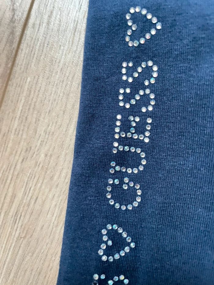 Pantacourt legging court bleu marine Guess à paillettes strass 8 ans fille - photo numéro 3