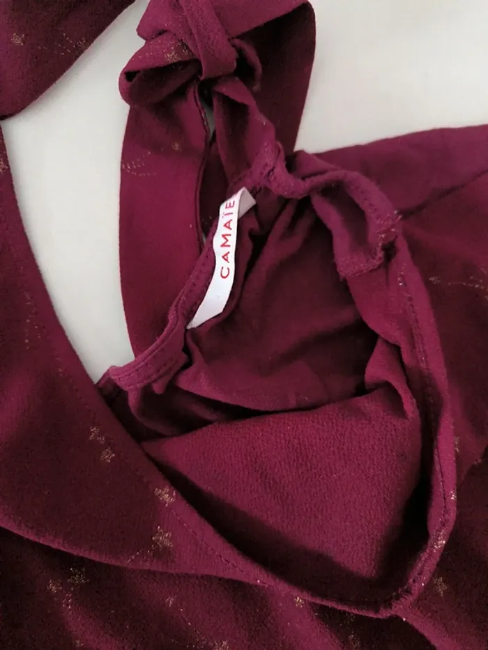 t.shirt bordeaux. Bi-matière. Taille M - photo numéro 2