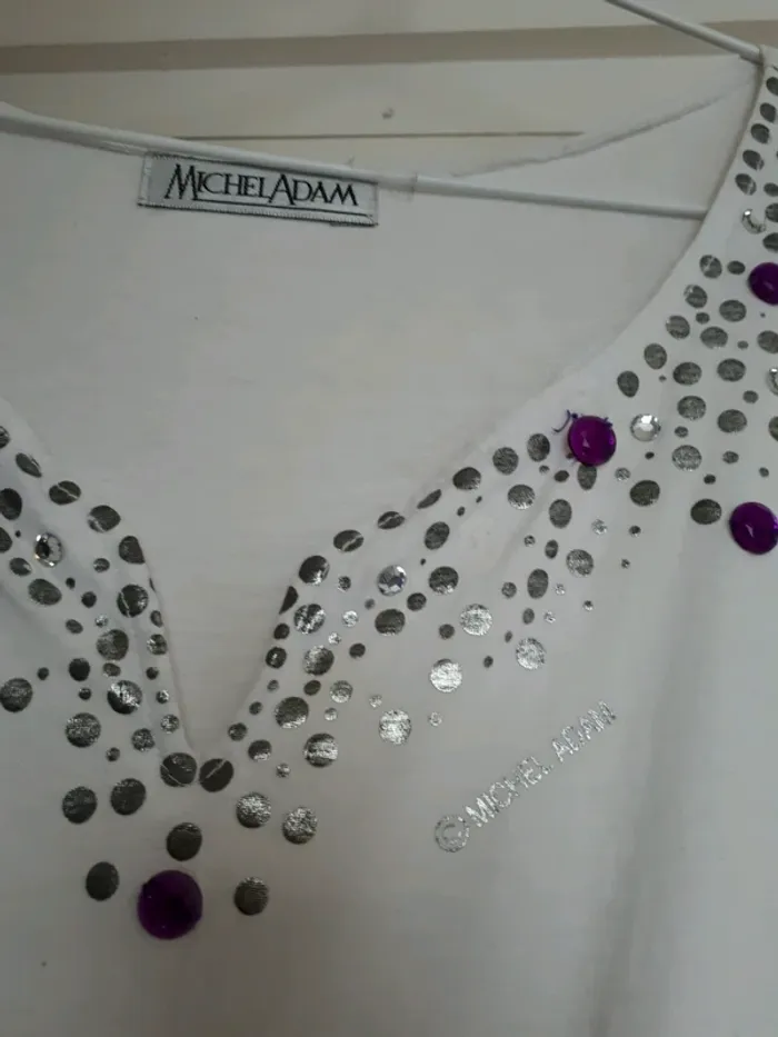 Tshirt blanc perles 42/44 - photo numéro 3